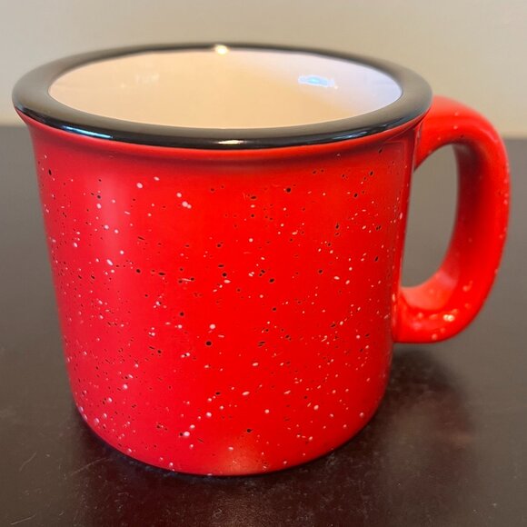Red Camping Style Stoneware Mug with White & Black Speckles ~ Campfire Mug - Picture 3 of 6